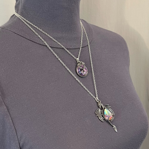 “Smaug in Flight" Dragon Handmade 2-Layer Necklace Tolkien, Empyrean Fourth Wing - Picture 10 of 16